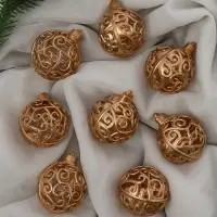 Ёлочные игрушки &laquo;Морозец&raquo;, шары новогодние, d=6 см, 8 шт., золотистые