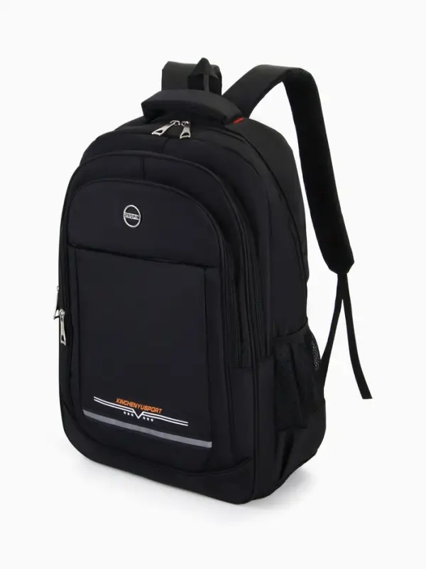 Рюкзак молодёжный, со светоотражающей полосой, 2 отдела, 4 кармана, 37&times;17&times;54 см, чёрный