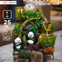 Фонтан настольный &laquo;Панды на мельнице&raquo;, 25&times;15&times;16 см, с подсветкой