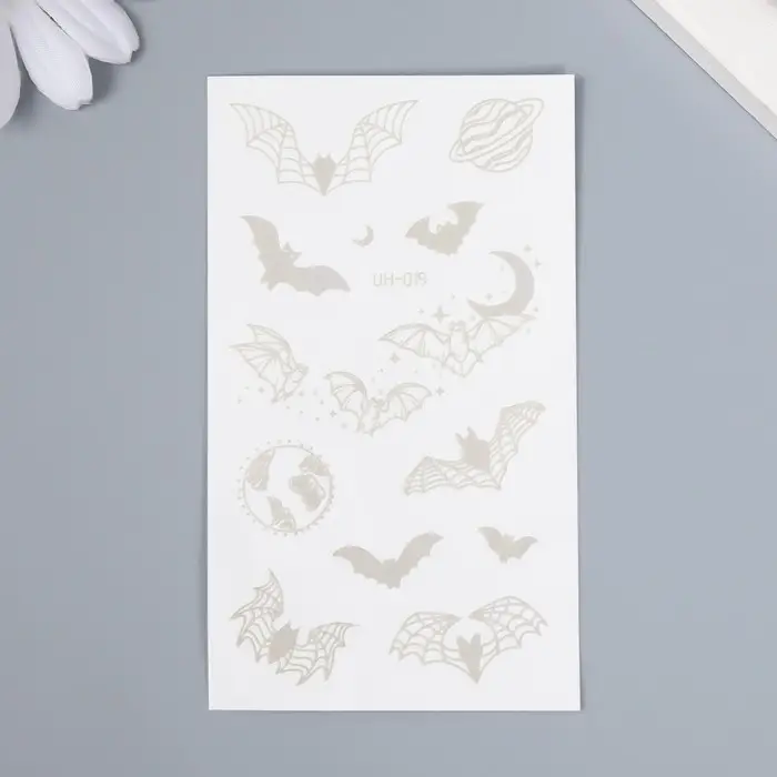 Переводные тату на тело чёрные «Летучие мыши», водостойкие, 10.5×6 см