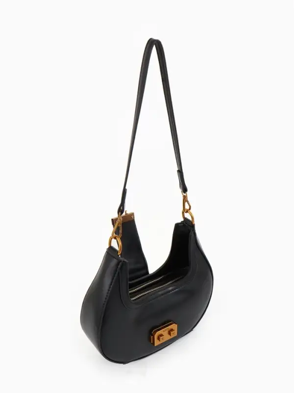 Сумка женская багет TEXTURA на молнии, 24&times;6.5&times;13 см, чёрная