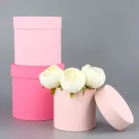 Набор круглых подарочных коробок «Пудра» 3 в 1 - 18×16×13 см