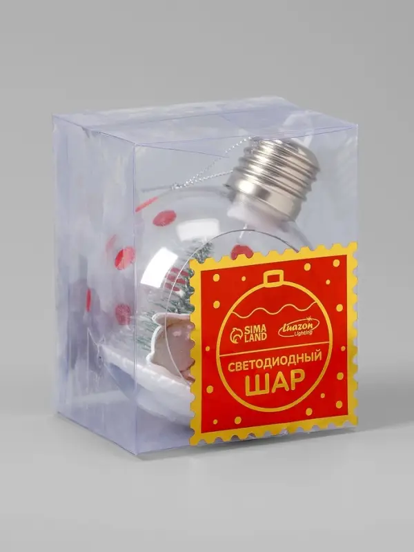 Ёлочный шар &laquo;Пятнистый оленёнок&raquo;, d=8 см, 1 LED, от батареек, свечение тёплое белое