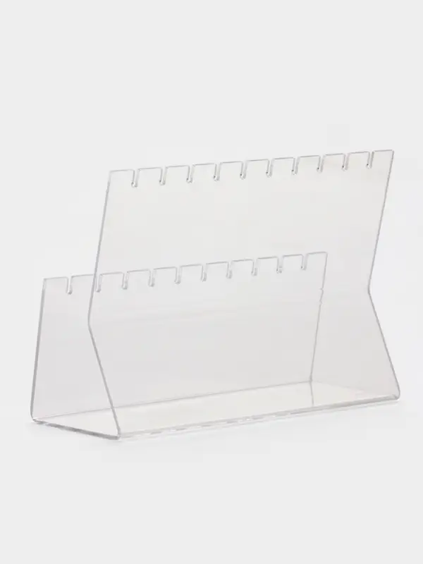 Подставка под серёжки на 10 пар, 2 ряда, 16&times;6.5&times;11, оргстекло 2 мм