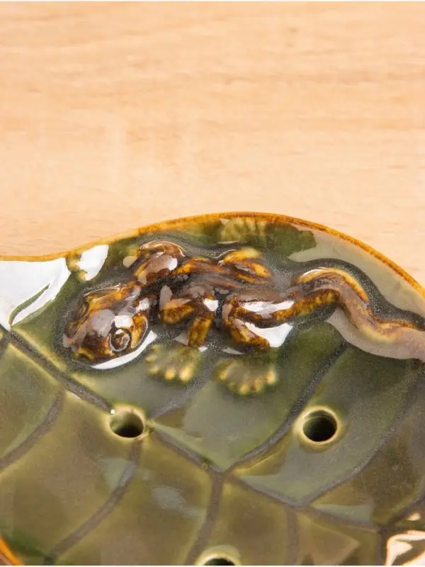 Мыльница &laquo;Геккон на листочке&raquo;, 13&times;11&times;2.5 см, керамика, зелёная