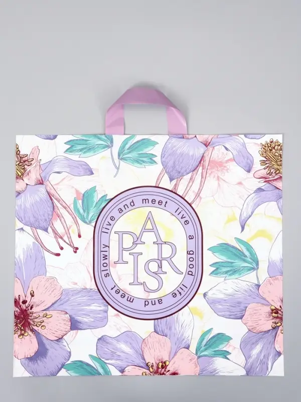 Пакет с петлевой ручкой "Цветочный" 45 х 40 х 8 см, 60 мкм