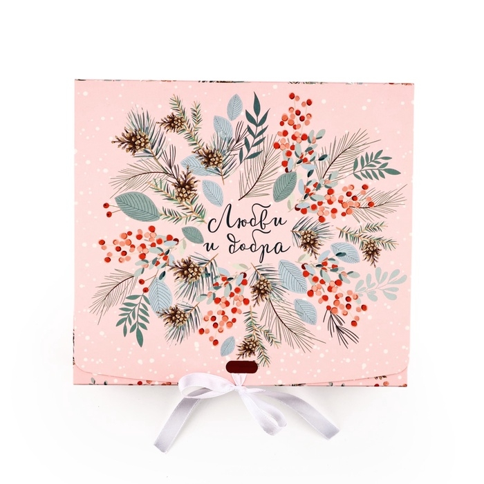 Коробка подарочная новогодняя складная «Новогодняя ботаника», 20 х 18 х 5 см, Новый год Коробка подарочная новогодняя складная «Новогодняя ботаника», 20 х 18 х 5 см, Новый год