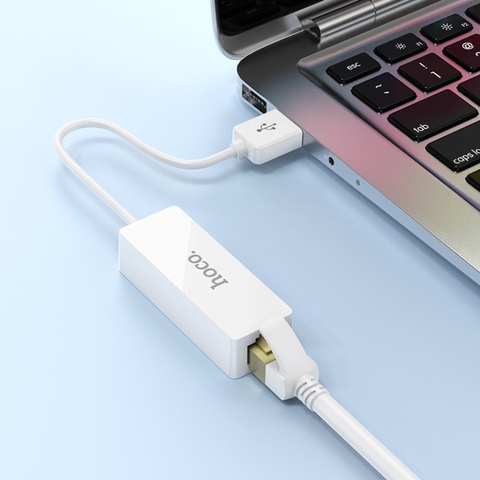 Адаптер Hoco UA22, USB-A - ethernet (100 Mб), 15 см, белый Адаптер Hoco UA22, USB-A - ethernet (100 Mб), 15 см, белый