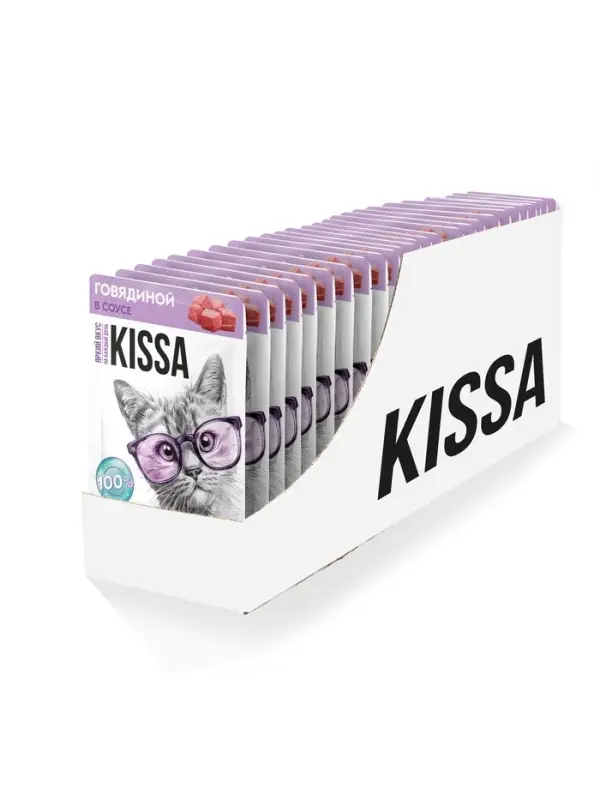 Влажный корм для кошек Kissa, говядина в желе, 75 г