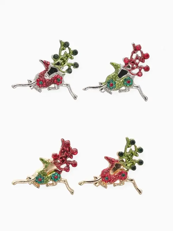 Брошь новогодняя &laquo;Олень деда мороза&raquo;, МИКС