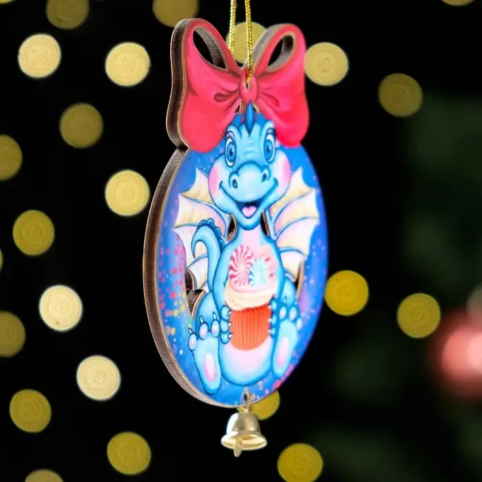 Ёлочная игрушка «Дракон в синем шарике», ламинация, 73×95 мм Ёлочная игрушка «Дракон в синем шарике», ламинация, 73×95 мм