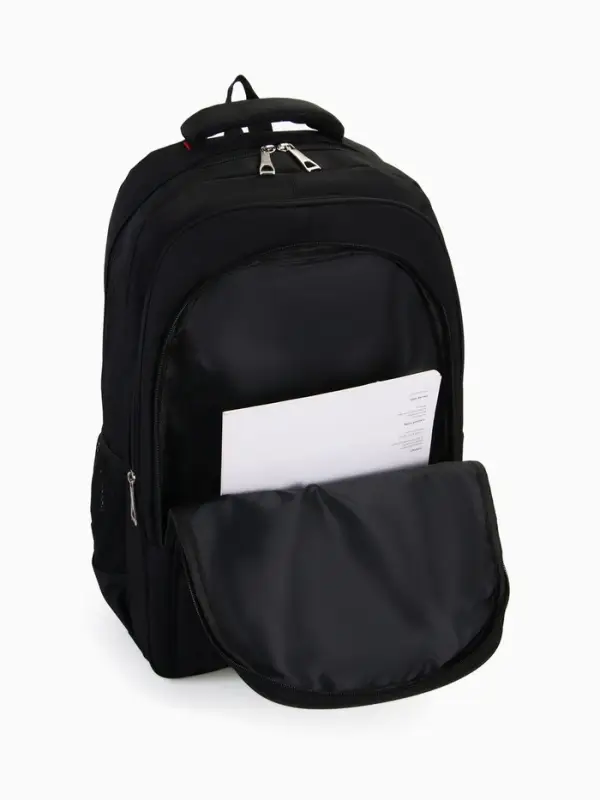 Рюкзак молодёжный на молниях, 2 отдела на молнии, с карманами, размер 37&times;17&times;54 см, чёрный