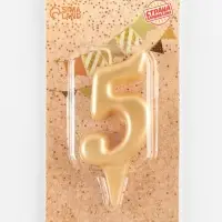 Свеча для торта «Цифра 5», золотая, 5.5 см