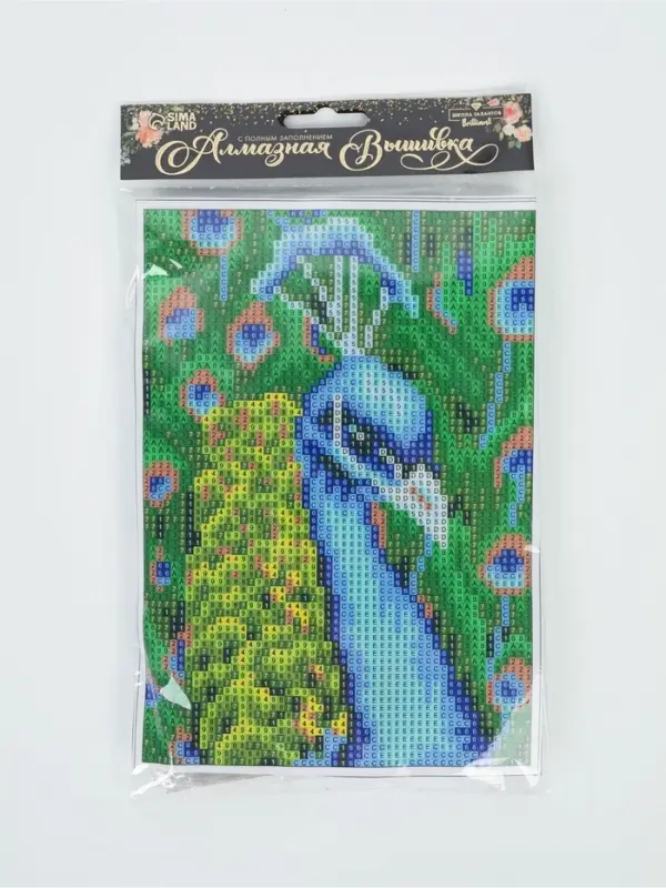 Алмазная мозаика с полным заполнением на холсте &laquo;Павлин&raquo;, 15&times;21 см