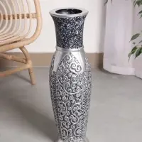 Ваза напольная &laquo;Нико&raquo;, 60&times;15 см, керамика, серебристо-чёрная
