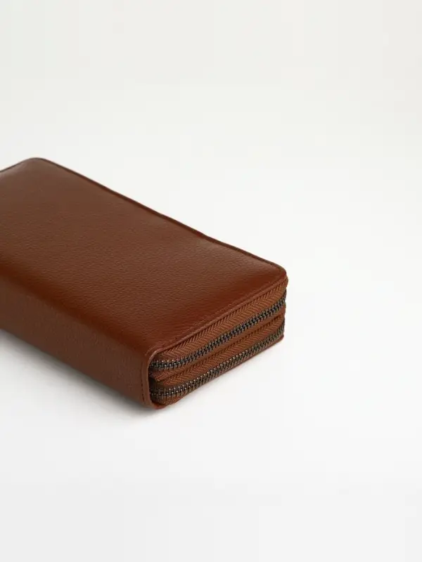 Портмоне-клатч мужской на молнии TEXTURA, два отделения, коричневое