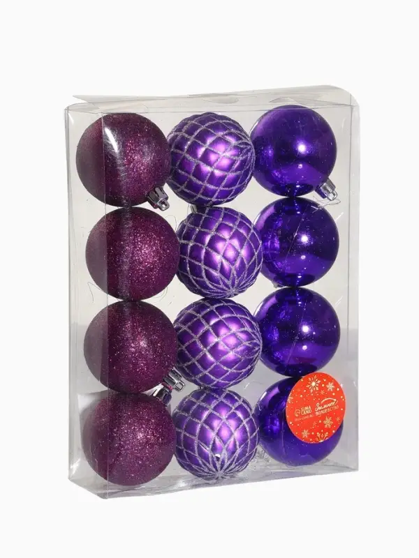 Ёлочные игрушки &laquo;Ларго&raquo;, шары новогодние, d=6 см, набор 12 шт., фиолетовый