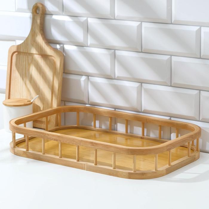 Поднос прямоугольный Доляна Jungle, 45×30 см, бамбук Поднос прямоугольный Доляна Jungle, 45×30 см, бамбук