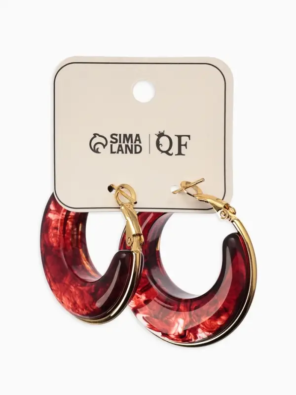 Серьги-кольца акрил &laquo;Тренд&raquo;, бордовые в золоте