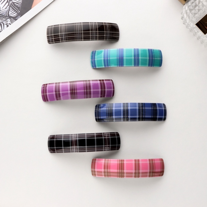 Заколка-автомат для волос Заколка-автомат для волос "Сильва" клетка блеск, 9 см, микс