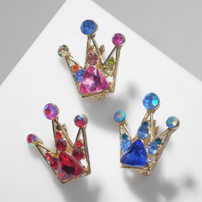 Брошь «Корона» с тремя лучами, цвет МИКС в золоте (неделимая фасовка 12 шт., цена за шт.) Брошь «Корона» с тремя лучами, цвет МИКС в золоте (неделимая фасовка 12 шт., цена за шт.)