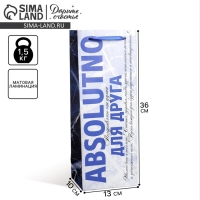 Пакет подарочный под бутылку, упаковка, «Абсолютно», 36 х 13 х 10 см