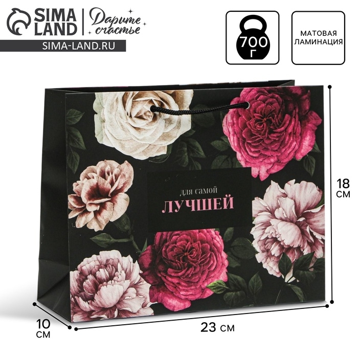 Пакет подарочный ламинированный горизонтальный, упаковка, «Для самой лучшей», MS 23 х 18 х 8 см