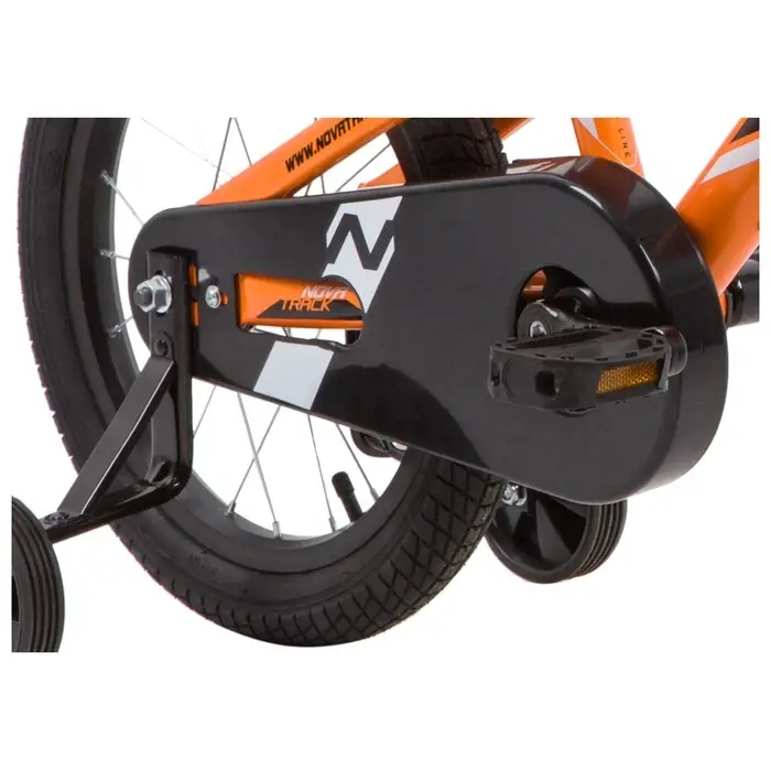 Велосипед детский Novatrack JUSTER, диаметр колёс 16", со съёмными колёсами, оранжевый