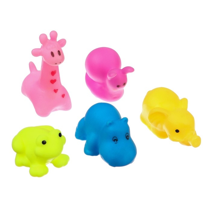 Набор резиновых игрушек для ванны «Маленькие друзья», с пищалкой, 5 шт, виды МИКС, Крошка Я Набор резиновых игрушек для ванны «Маленькие друзья», с пищалкой, 5 шт, виды МИКС, Крошка Я