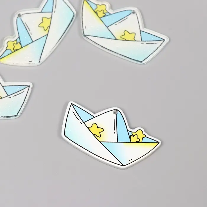 Декор для творчества акрил двусторонний "Бумажный кораблик" блеск 3,4х2,9х0,2 см