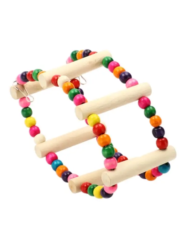 Игрушка для птиц "Качеля с бусинами" 6 ступеней, 20 см, микс цветов