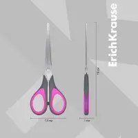Ножницы ErichKrause Standard +, 19 см, лезвия из нержавеющей стали, антискользящие резиновые вставки, ударопрочный пластик, МИКС