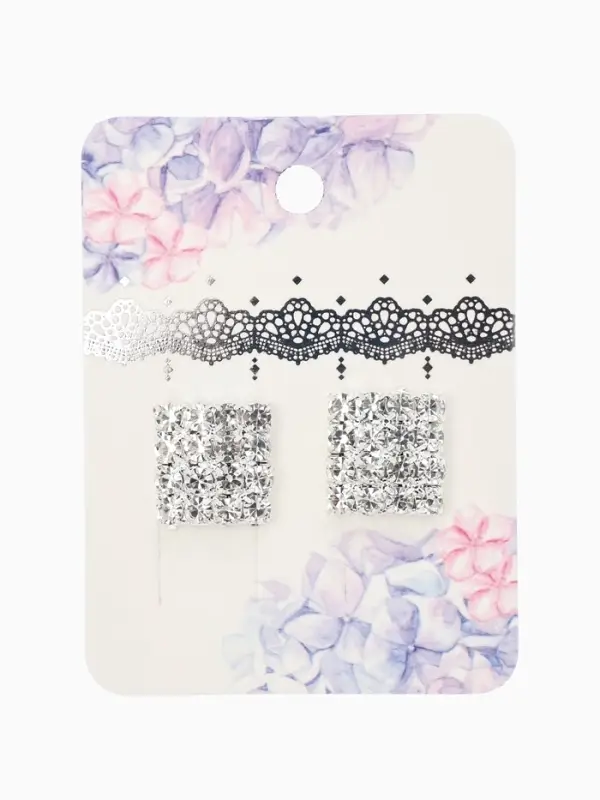 Серьги со стразами &laquo;Квадрат&raquo;, 12&times;12 мм, белые в серебре