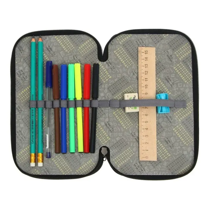 Пенал 2 секции, 125 х 205 мм, с наполнением 23 предмета, Calligrata Пенал 2 секции, 125 х 205 мм, с наполнением 23 предмета, Calligrata "Авто" ламинированный картон, 30П26/2/set