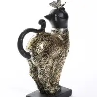 Фигурка полистоун &laquo;Чёрная кошка с бабочкой на носу&raquo;, 16&times;6&times;21.5 см