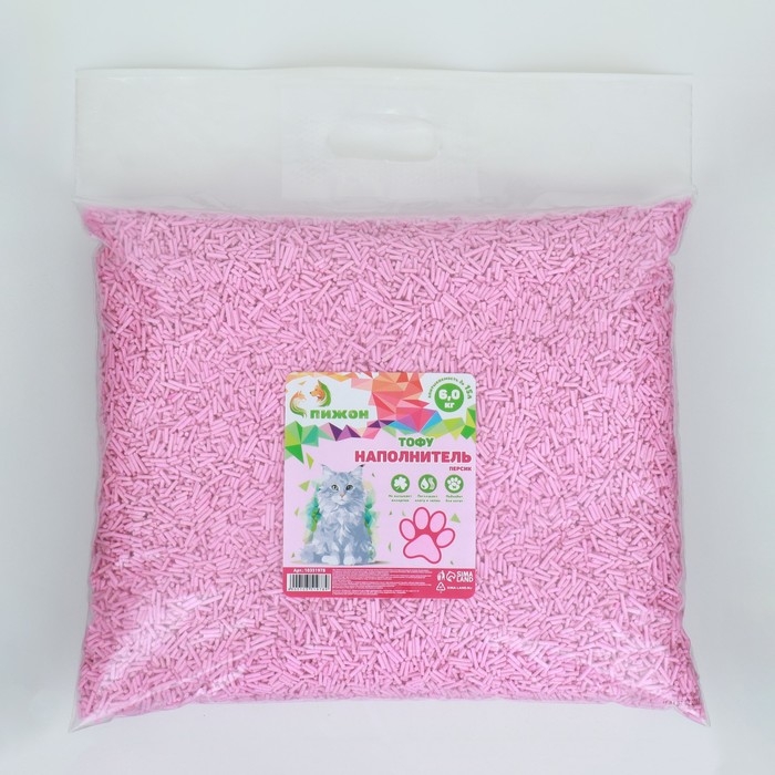 Наполнитель тофу, Наполнитель тофу, "Пижон" персик 6 кг впитываемость до 15 л