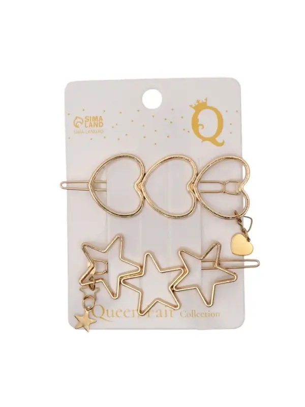 Невидимки для волос QF &laquo;Джастин&raquo;, набор 2 шт., 7 см, золото