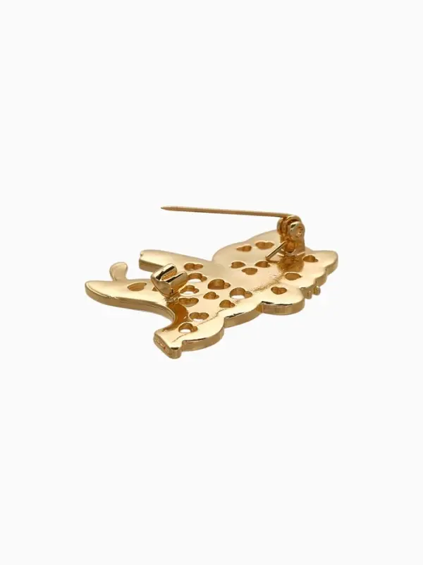 Брошь  Брошь "Кот" герой, бело-розовая в золоте