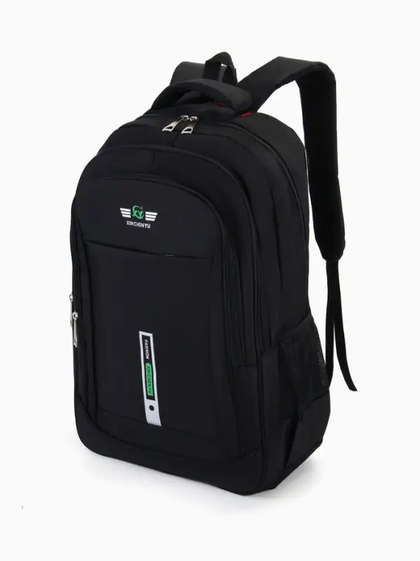 Рюкзак молодёжный, 2 отдела на молнии, 4 кармана, размер 37&times;17&times;54 см, чёрный