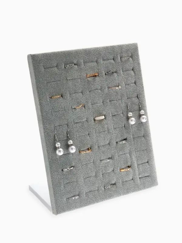 Подставка под кольца QF, 50 мест, флок, 20&times;10&times;25 см, серая