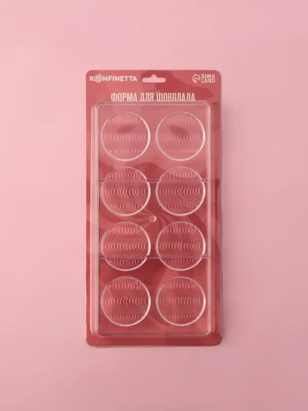 Форма для шоколада KONFINETTA &laquo;Круг&raquo;, 27.5&times;13.7&times;2.5, 8 ячеек (d=5.5 см), пластик, прозрачная