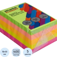 Стикеры  с клеев.краем 76x51 мм, 400 лист, 5 неоновых цв
