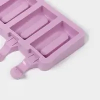 Форма для мороженого Доляна &laquo;Эскимо&raquo;, силикон, 19.5&times;11 см, 4 ячейки (6.8&times;3.5 см), белая