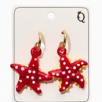 Серьги из стекла &laquo;Море. Звезда&raquo;, красные в золоте