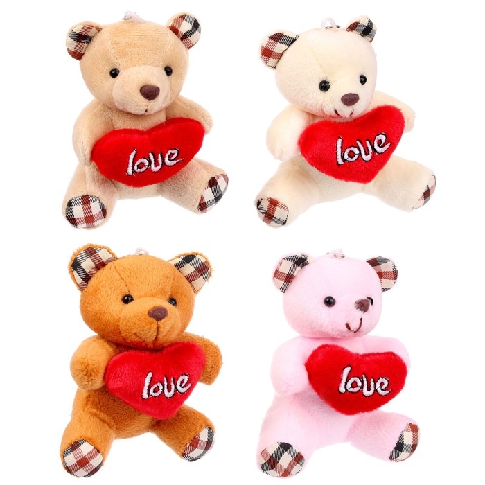 Мягкая ирушка «Мишутка с сердцем», на брелоке, цвет МИКС Мягкая ирушка «Мишутка с сердцем», на брелоке, цвет МИКС