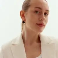 Серьги &laquo;Гипноз&raquo;, чёрные в золоте