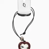 Кулон на шнурке стиль "Сердце" бусина, регулируемый, 90см, цвет бордово-чёрный