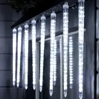 Гирлянда &laquo;Сосульки рифленые&raquo; 2.5&times;0.42 м, IP65, прозрачная нить, 288 LED, свечение белое с эффектом стекания, 12 В