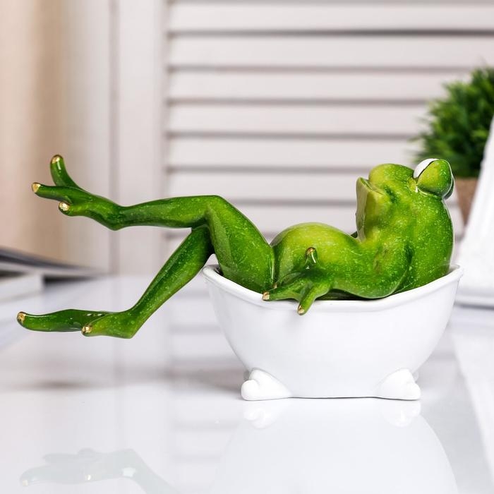 Сувенир полистоун лак Сувенир полистоун лак "Лягуха в ванной" 9х18,5х10 см