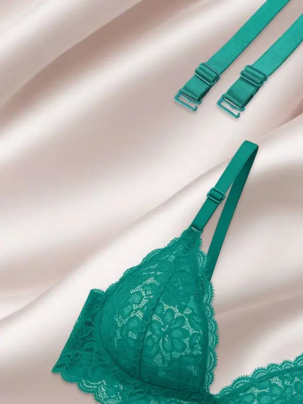 Лямки для бюстгальтера, текстильные, 1.5 см, 37 см, пара, зелёные